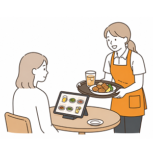 スタッフが案内と提供に集中するイメージ
