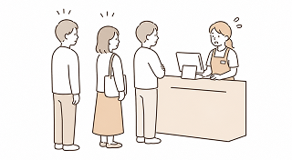 レジ前に行列ができているイメージ